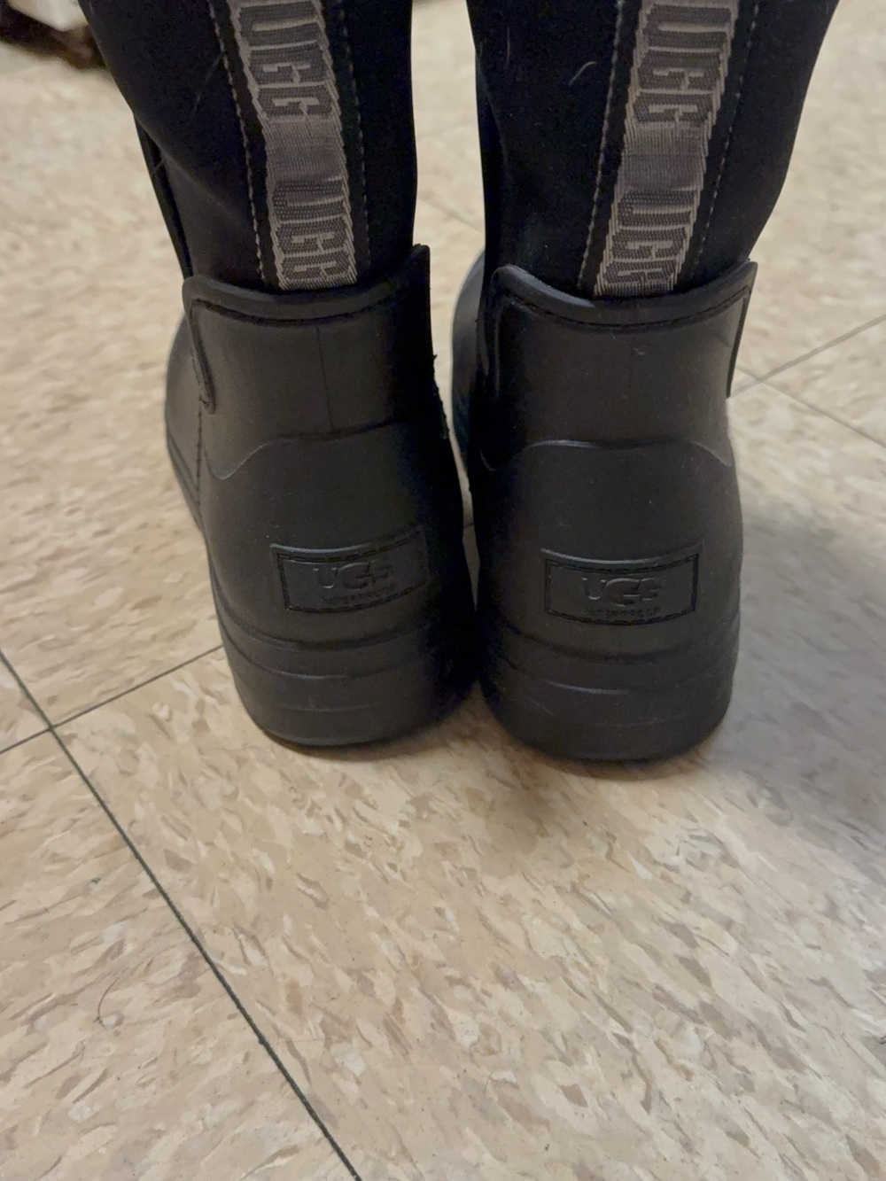 UGG Black Logo-Back Slip-On Ankle Boots